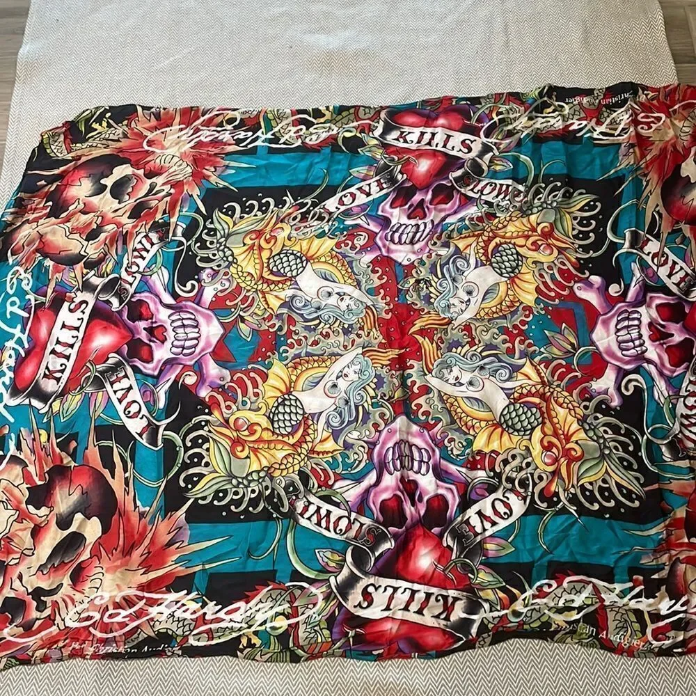 Ed Hardy Christian Audigier Silk  Scarve Love Kills Slowly